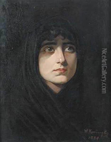 Portret Dziewczyny Oil Painting - Waklaw Koniuszko