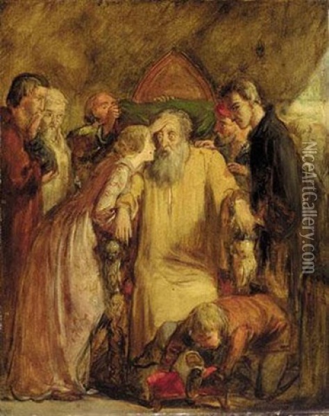 Lear And Cordelia Oil Painting - John Everett Millais