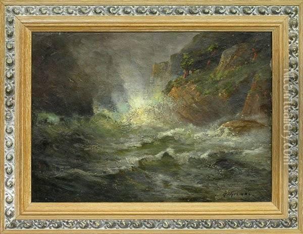 Crashing Waves Oil Painting - Deidrich Henry Gremke