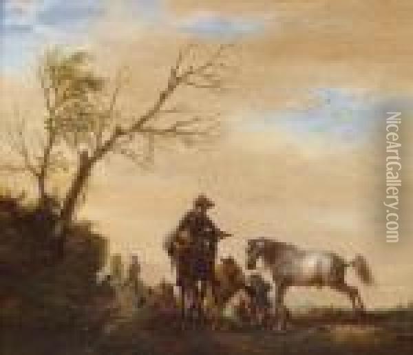 La Halte Des Voyageurs Oil Painting - Pieter Wouwermans or Wouwerman