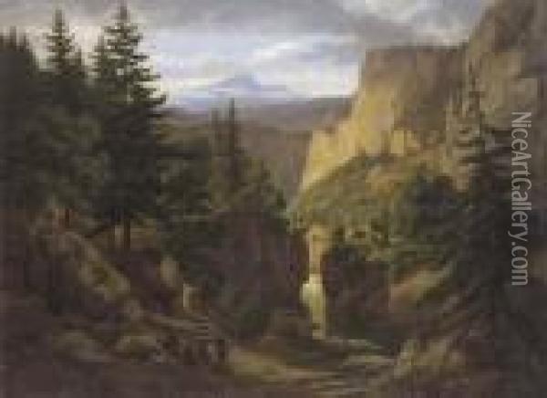 Mountainous Landscape Oil Painting - Eugene von Guerard
