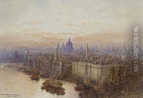 London From Tower Bridge Oil Painting - Frederick E.J. Goff