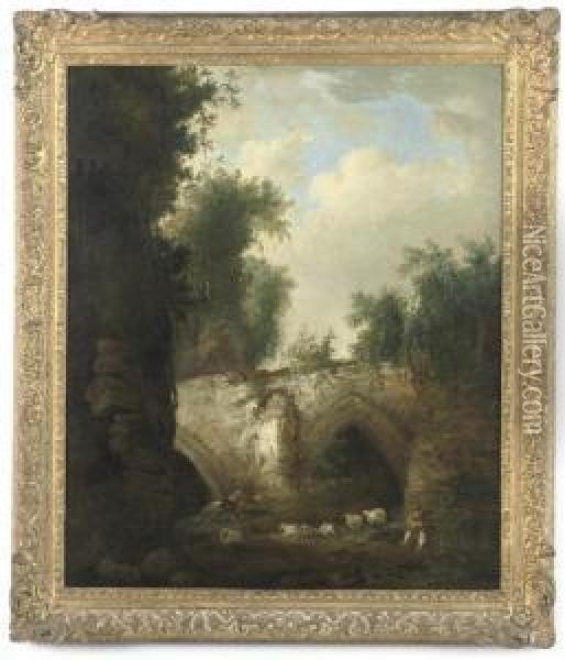 Old Abbot's Bridge, Bury St. Edmunds Oil Painting - John Berney Crome