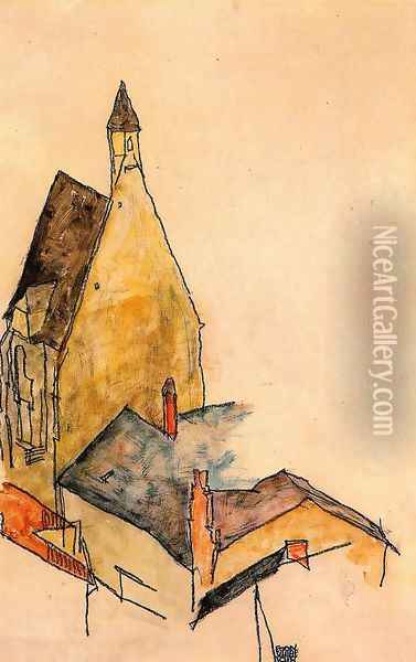 Hospital church, Molding Oil Painting - Egon Schiele