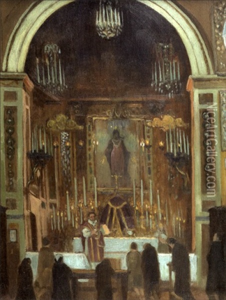 La Messe A Sant Andrea Della Fratte, Rome Oil Painting - Maurice Denis