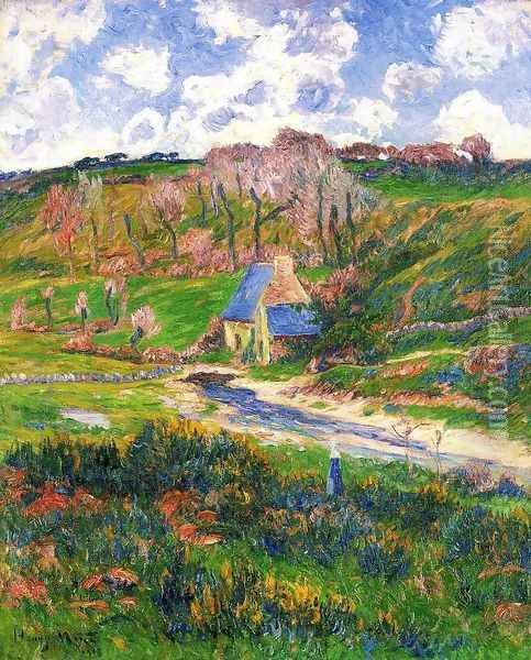 Bretons on the Banks of a River Oil Painting - Henri Moret