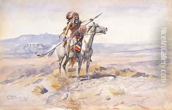 Indian on Horseback 2 Oil Painting - Charles Marion Russell