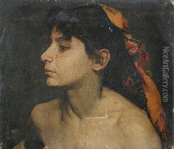 Study Of An Italian Girl Inscribed On The Reverse 