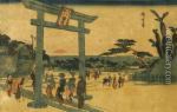 Paysage Anime Oil Painting - Utagawa or Ando Hiroshige