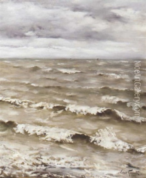 Off The Coast Of Le Havre Oil Painting - Norbert Goeneutte