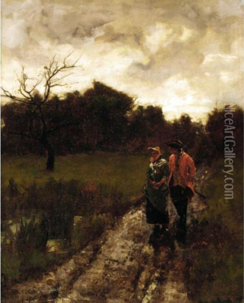 An Evening Stroll Oil Painting - Henry John Yeend King