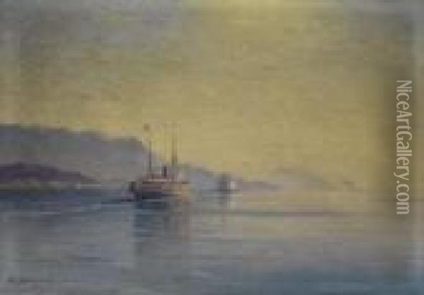 Dampfer Und Segelschiff
Vor Der Krim-kuste Oil Painting - Hanzen Aleksei Vasilievitch