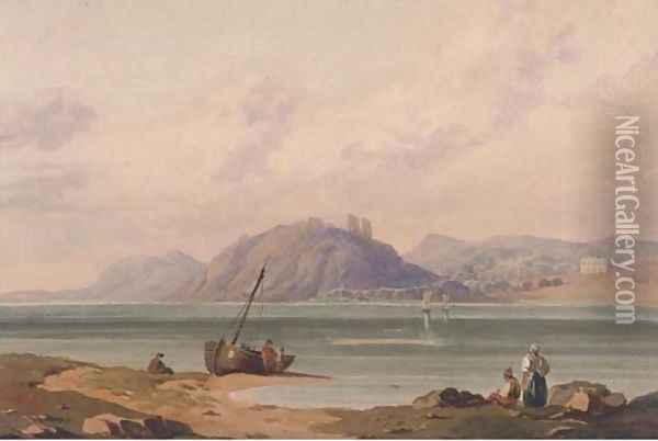 Fishermen on the beach Oil Painting - John Varley