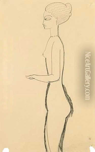 Femme Nue De Profil, Bras En Angle Droit Oil Painting - Amedeo Modigliani