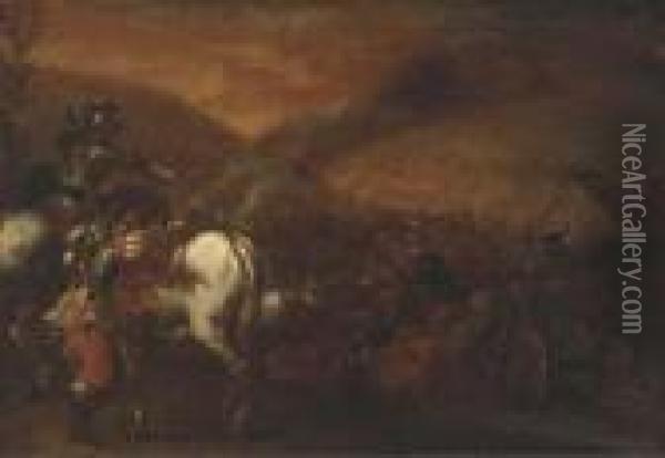 A Cavalry Battle Oil Painting - Francesco Simonini