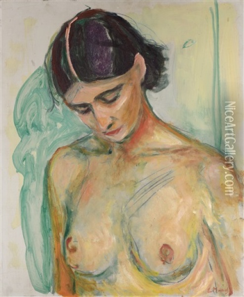 Halvakt Med Senket Hode (nude With Bowed Head) Oil Painting - Edvard Munch