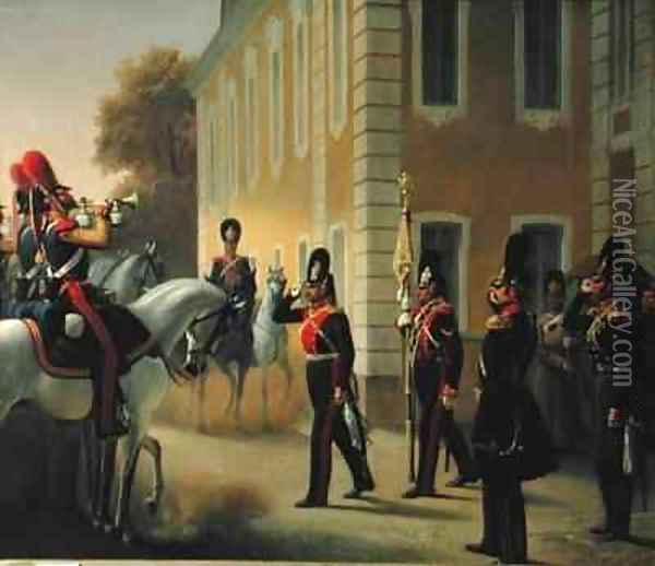 Parading of the Standard of the Great Palace Guards Oil Painting - Adolph Gebens