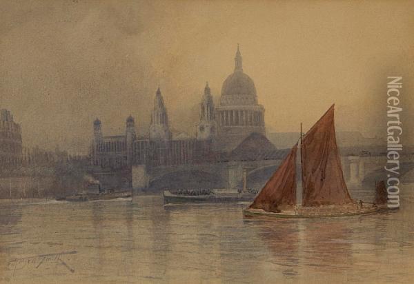St. Pauls Cathedral Oil Painting - Frederic Marlett Bell-Smith