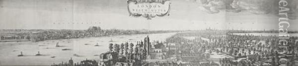 The Prospect Of London And Westminster Taken From Lambeth Oil Painting - Wenceslaus Hollar