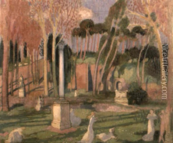Jardin De La Villa Borghese Oil Painting - Maurice Denis