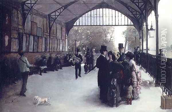 The Railway Station Oil Painting - Louis Picard