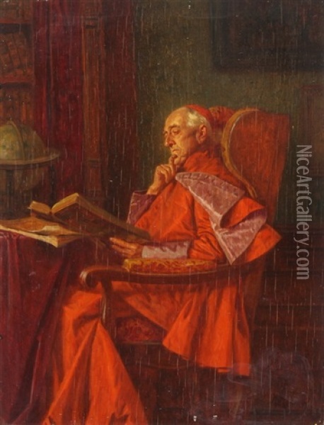 Der Kardinal Bei Der Lekture Oil Painting - Wilhelm Loewith