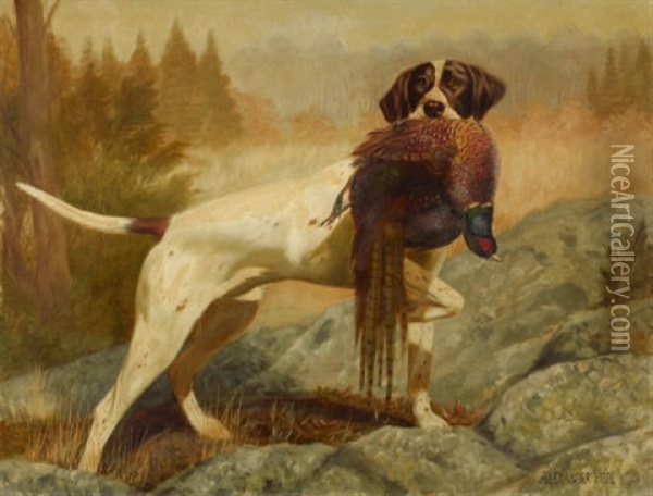 Pointer With Pheasant Oil Painting - Alexander Pope