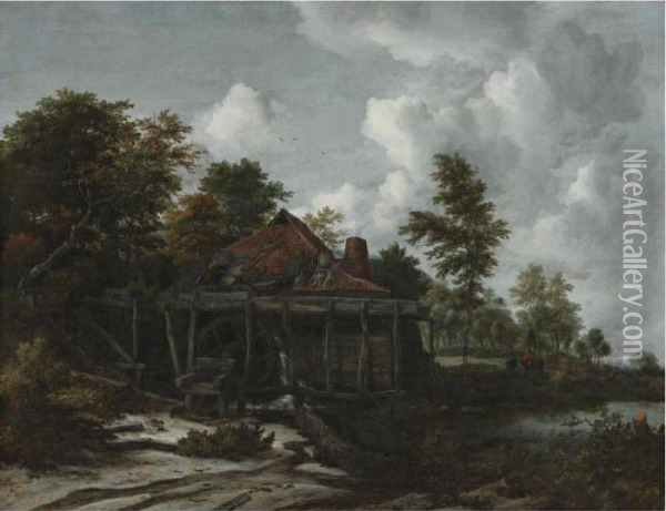 Water Mill At The Edge Of A Wood Oil Painting - Jacob Van Ruisdael