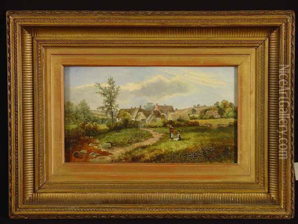 Englische Dorflandschaft Oil Painting - Enoch Crosland