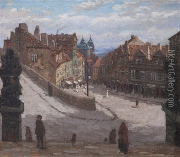Nerudova Ulice Oil Painting - Stanislav Feikl