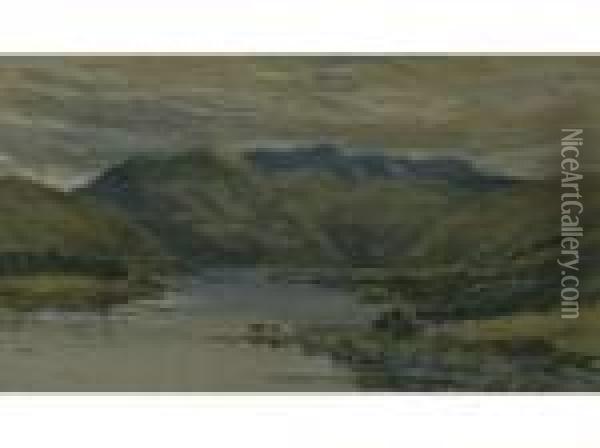 Five Sisters Of Kintail From Loch Duich Oil Painting - Samuel Bough