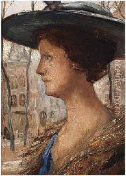 Portrait Of An Elegant Lady Oil Painting - Simon Maris