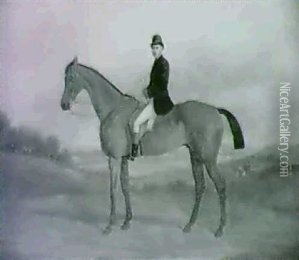 A Huntsman On A Bay Horse, A Hunt Beyond Oil Painting - John Paul