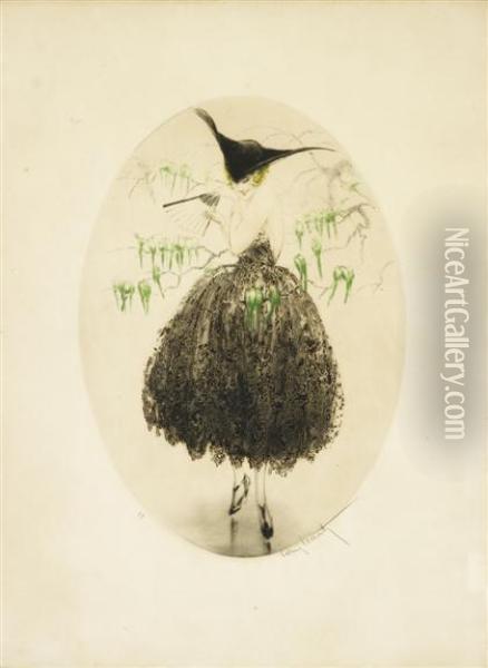 Green Parakeets Oil Painting - Louis Icart