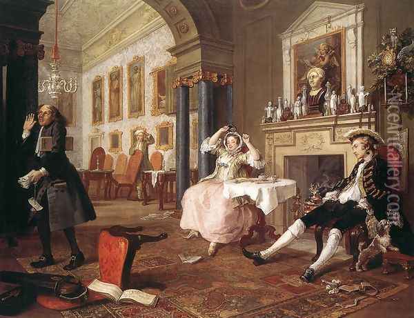 Marriage à la Mode: 2. The Tête à Tête Oil Painting - William Hogarth