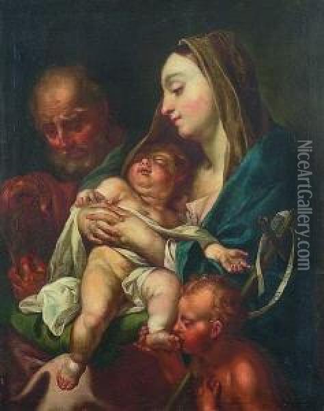 Die Heilige Familie Mit Dem
 Johannesknaben. Oil Painting - Francesco Trevisani