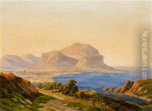 Monte Pellegrino Near Palermo Oil Painting - Carl Morgenstern