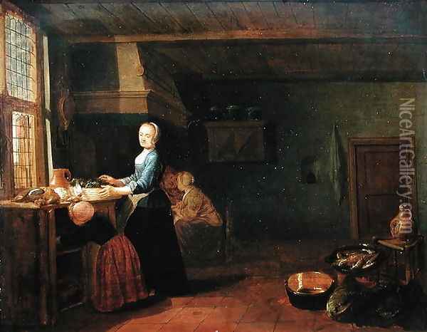 Kitchen Interior 2 Oil Painting - Hendrick Maertensz. Sorch (see Sorgh)