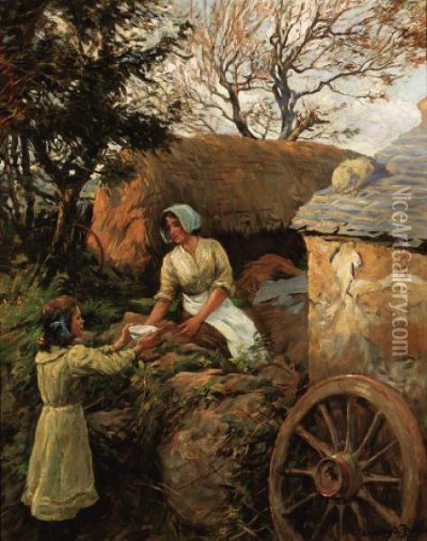 A Cornish Farm Oil Painting - Stanhope Alexander Forbes