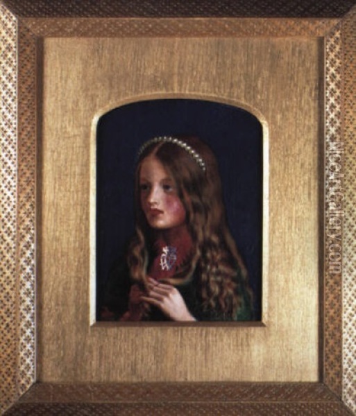 Portrait Of A Young Girl Oil Painting - Michael Frederick Halliday