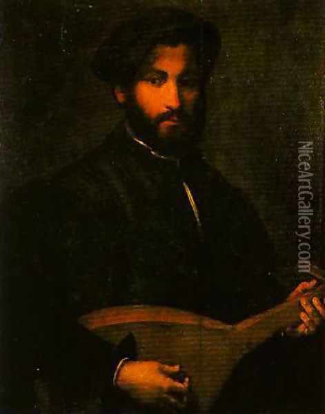 Portrait of a Gentleman with Mandolin Oil Painting - Giulio Campi