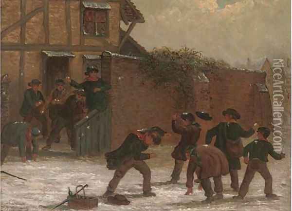 The snowball fight Oil Painting - Thomas Smythe