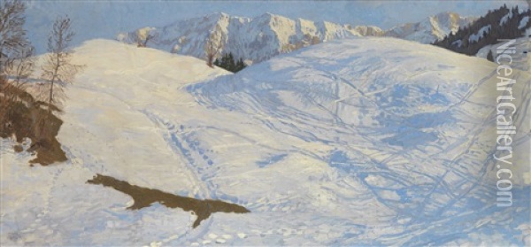 Am Kochelberg Im Winter Oil Painting - Carl Reiser