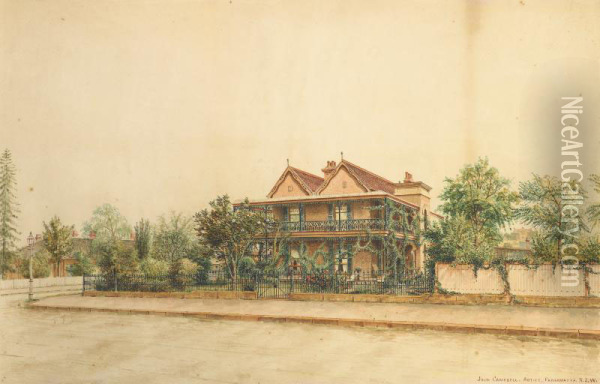 House At Parramatta Oil Painting - John Hodgson Campbell