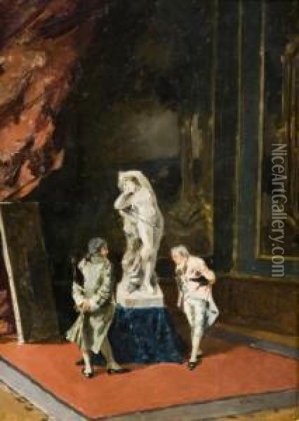Visita Al Museo Oil Painting - Enrique Atalaya Gonzalez