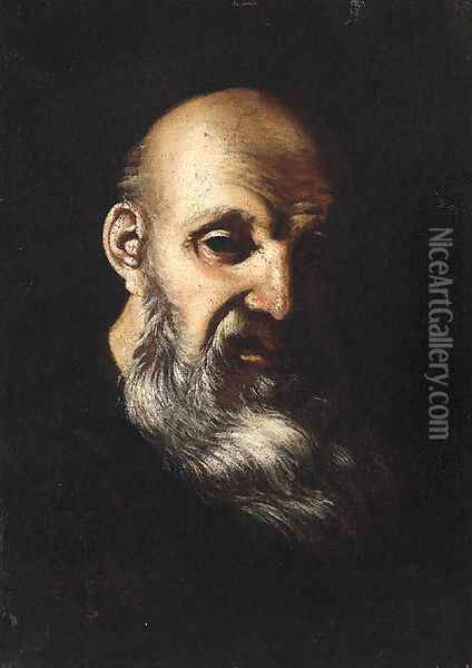 An old Man, head and shoulders Oil Painting - Mattia Preti