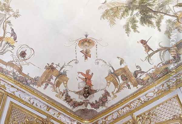Detail of the ceiling of La Grande Singerie Oil Painting - Christophe Huet