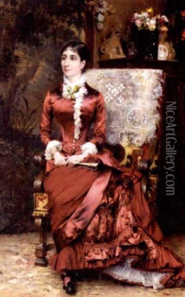 Portrait Of Madame D. Oil Painting - Gustave Claude Etienne Courtois