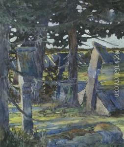 Forest Scape Oil Painting - Ivan Iakovlevich Bilibine