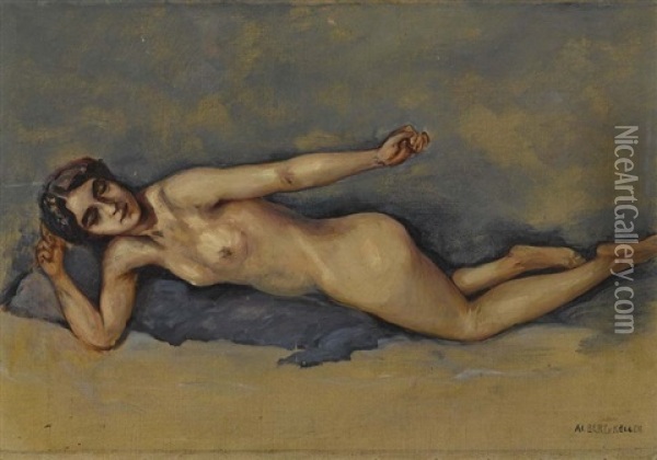 Liegender Weiblicher Akt Oil Painting - Albert von Keller